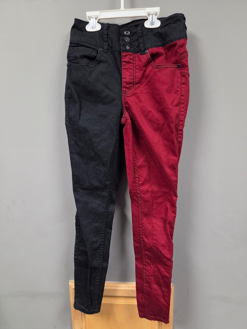 Hot Topic Black and Red Colorblock Skinny Jeans